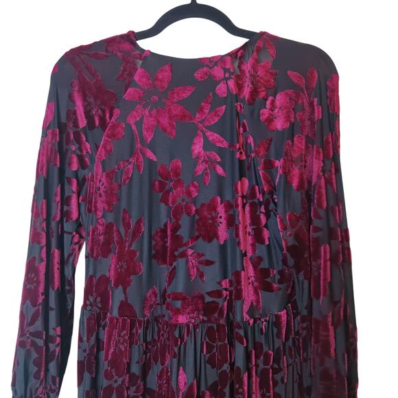 Taylor Purple Floral Burnout Babydoll Mini Dress 6 Party Holiday Whimsigoth - Picture 9 of 16